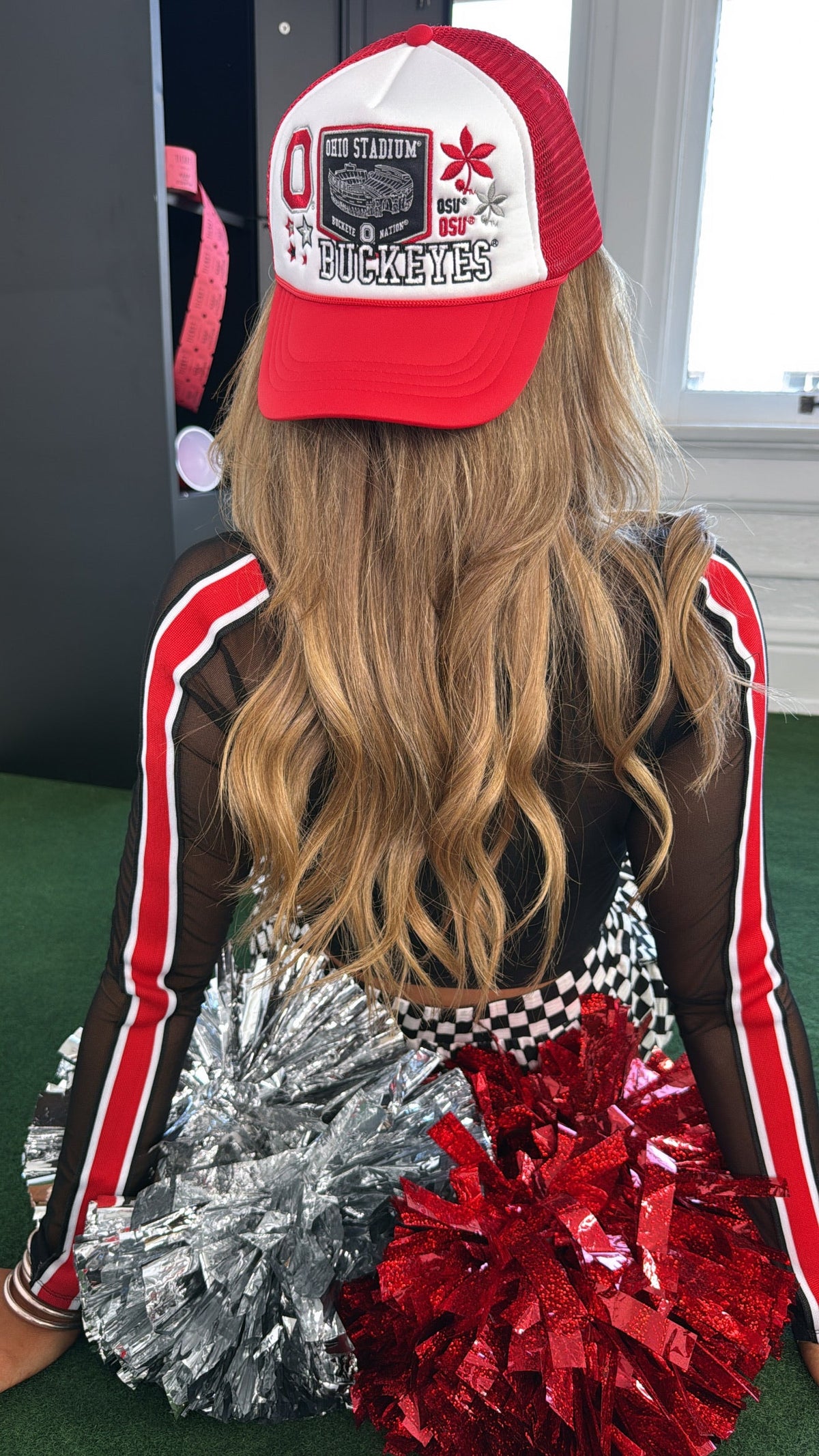 OH Patched Hat, White/Red