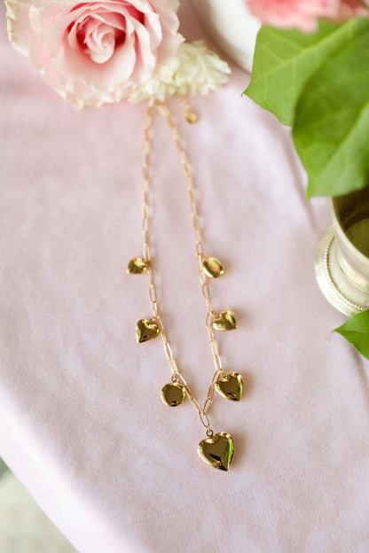 Seven Heart Locket Charm Necklace