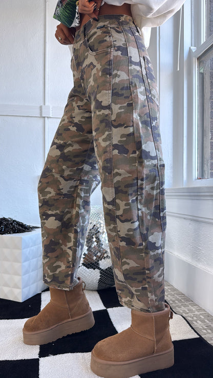 Gone Rouge Camo Washed Barrel Jeans