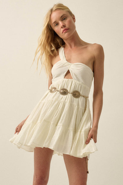 Summer Romance One-Shoulder Tiered Ruffle Mini Dress