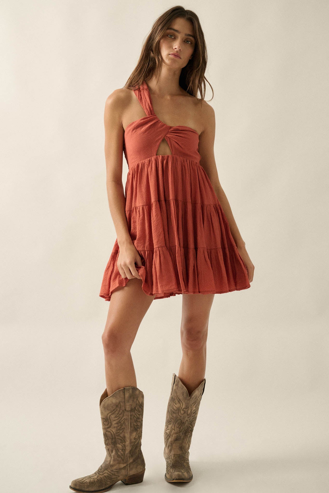 Summer Romance One-Shoulder Tiered Ruffle Mini Dress