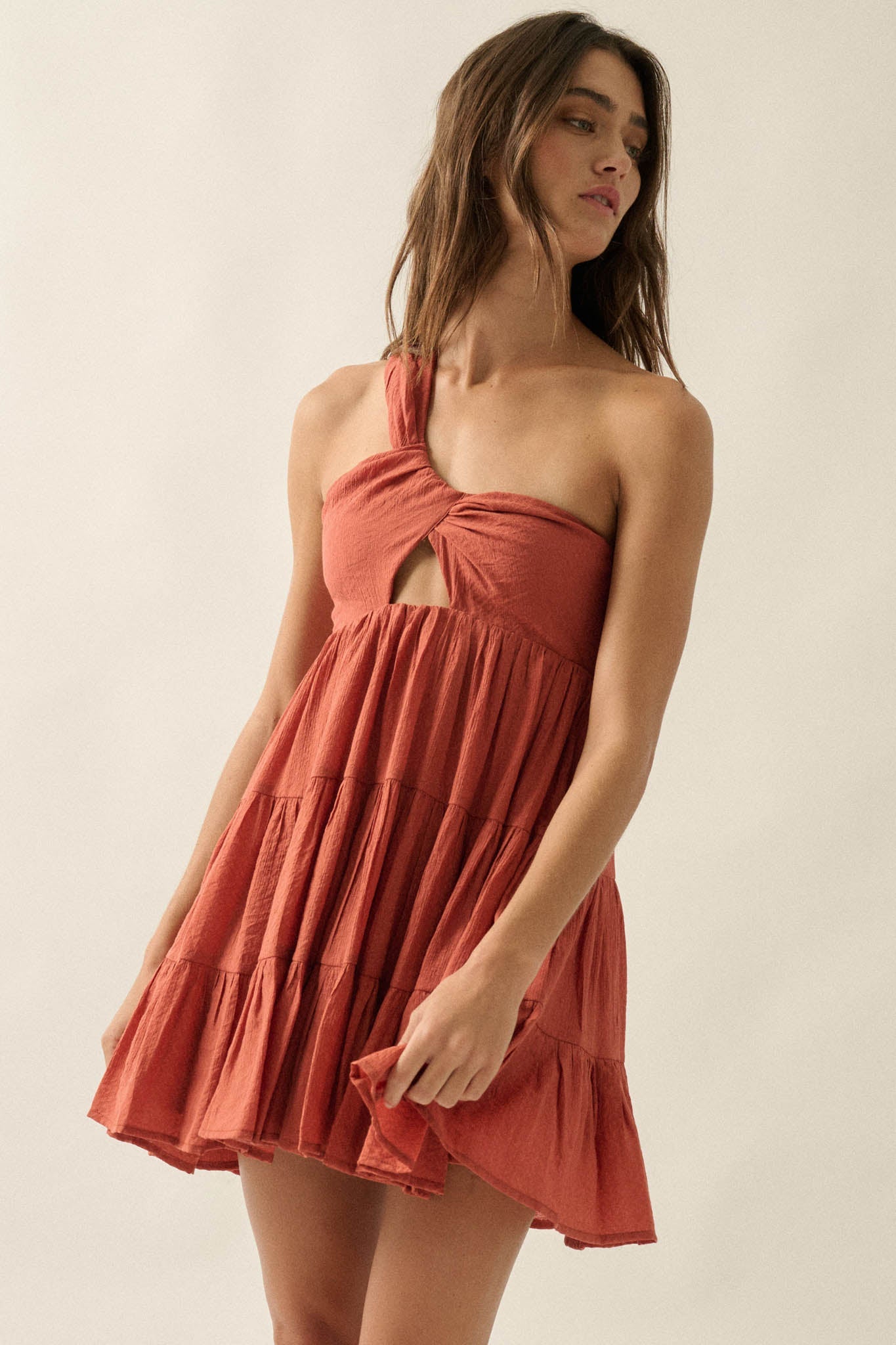 Summer Romance One-Shoulder Tiered Ruffle Mini Dress