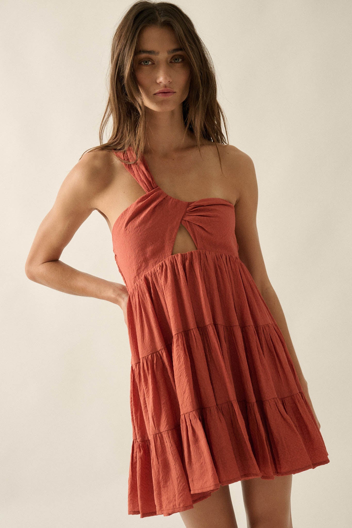 Summer Romance One-Shoulder Tiered Ruffle Mini Dress