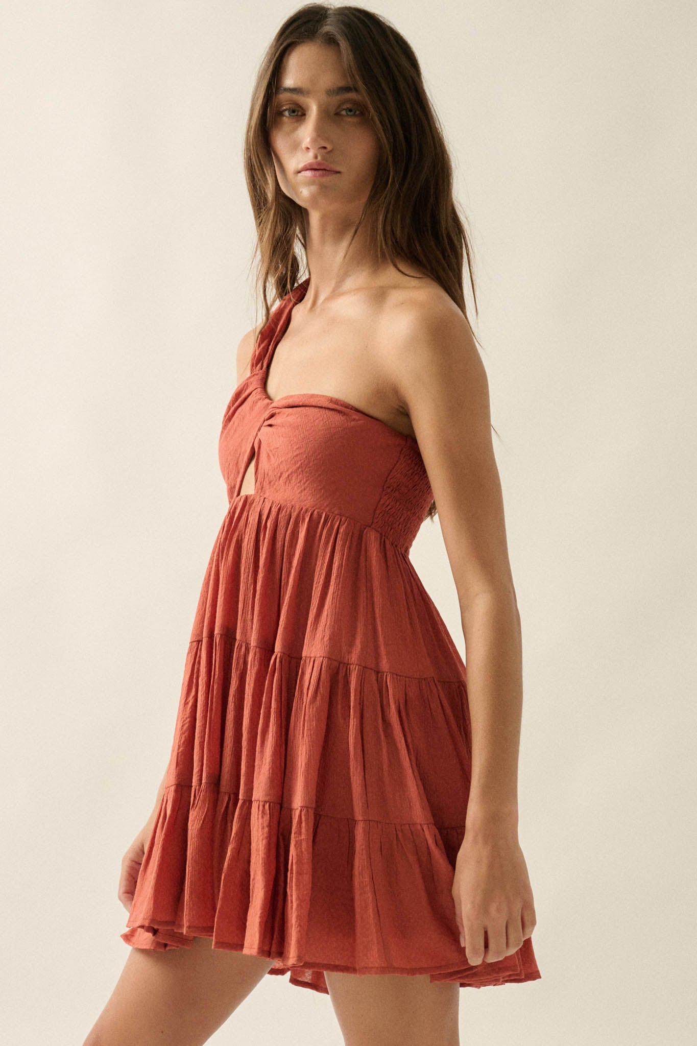 Summer Romance One-Shoulder Tiered Ruffle Mini Dress