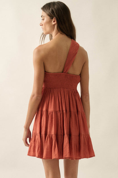 Summer Romance One-Shoulder Tiered Ruffle Mini Dress