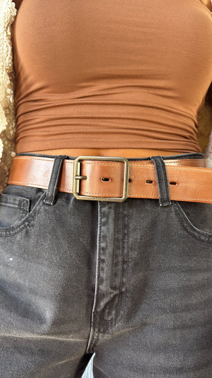 Hobo Leather Belt, Tan Rustic