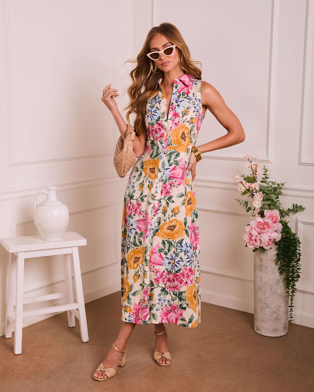 After Bloom Floral Maxi Shirt Dress