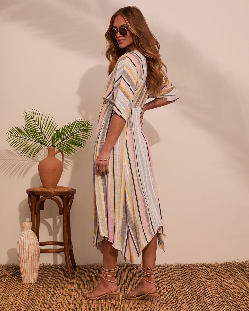 At Beachside Flowy Linen Midi Dress