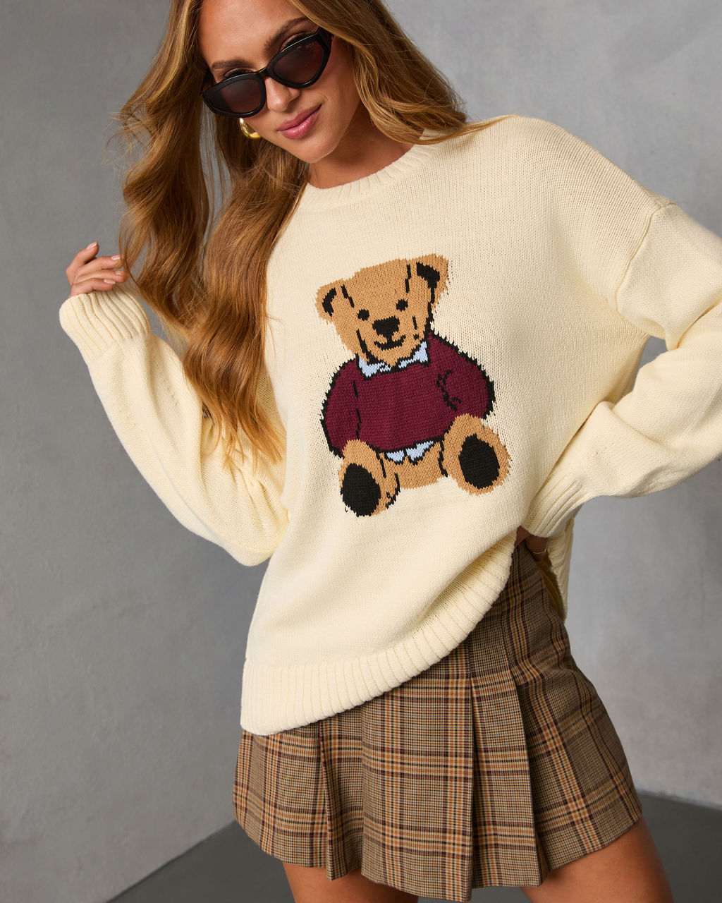 Autumn Ivy Teddy Bear Graphic Sweater