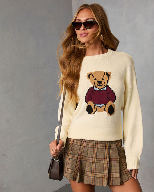 Autumn Ivy Teddy Bear Graphic Sweater
