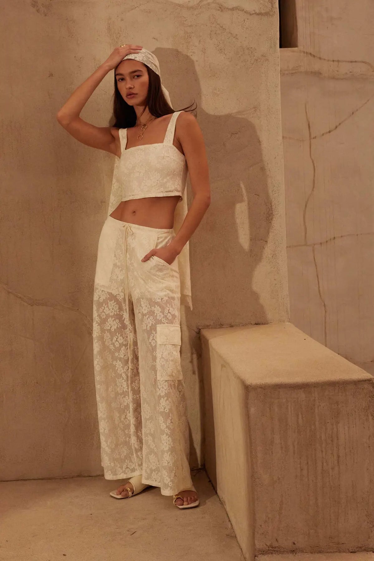 Air I Breathe Floral Net Lace Cropped Tank Top