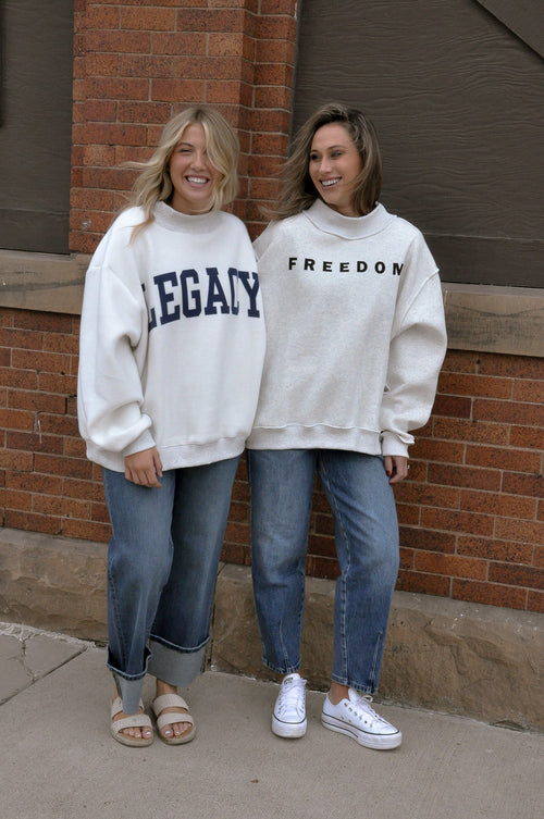 'Freedom/Legacy' Reversible Mock Neck Sweatshirt