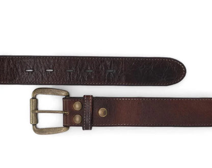 Meander Leather Belt, Teak Rustic