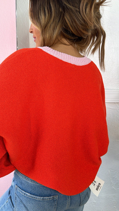 Golden Girl Cardigan, Orange/Pink