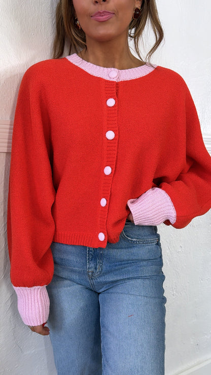 Golden Girl Cardigan, Orange/Pink