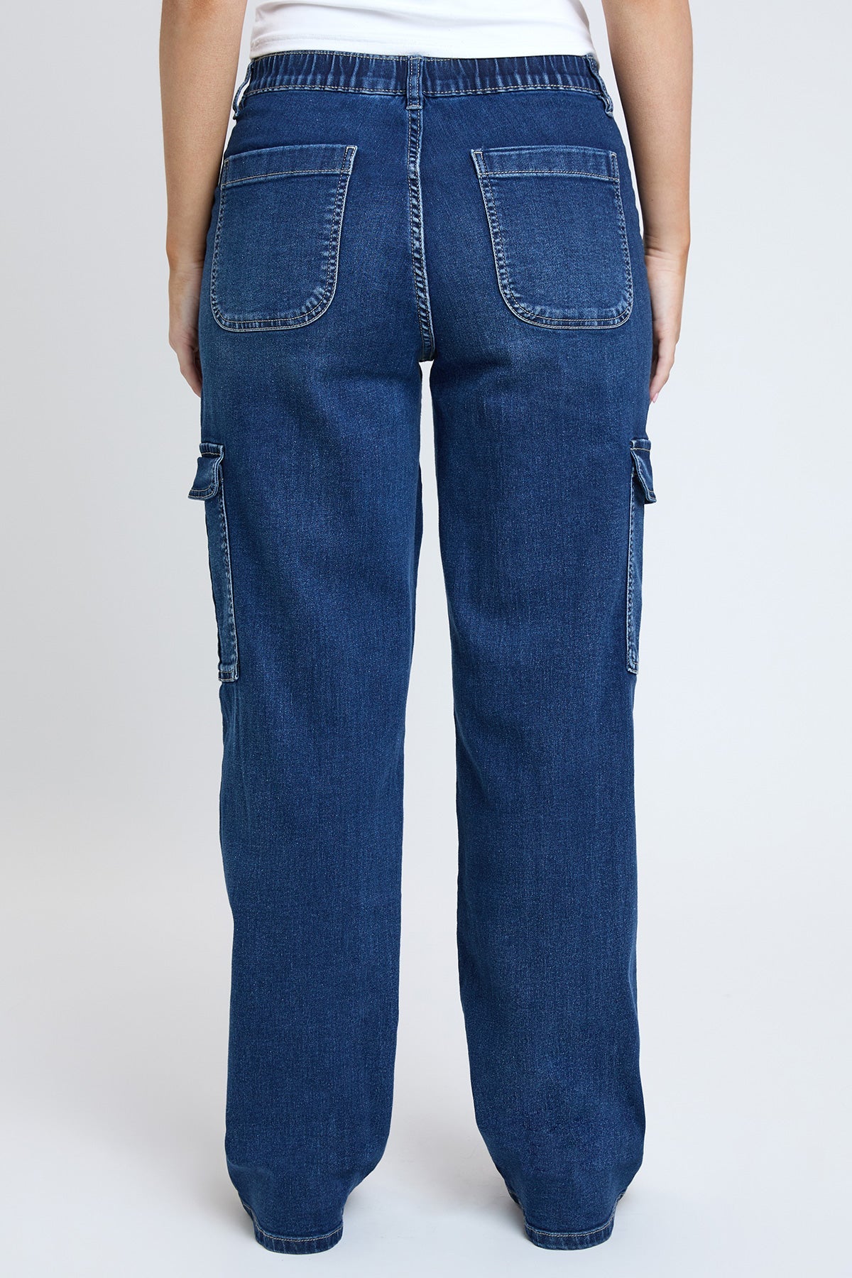 Women's Elastic Waist Straight  Cargo Jean