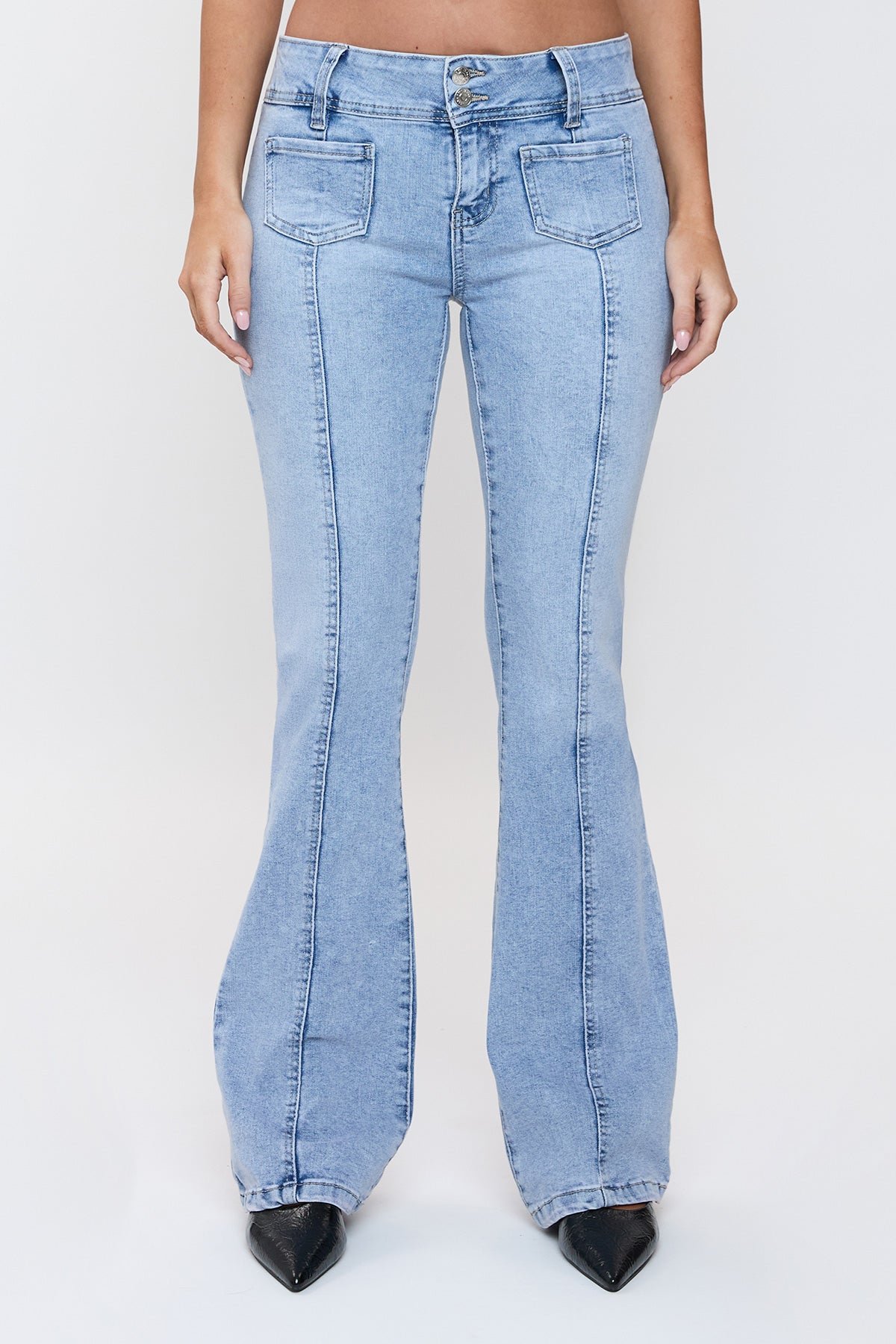 Women's Patch Pocket Flare Jeans