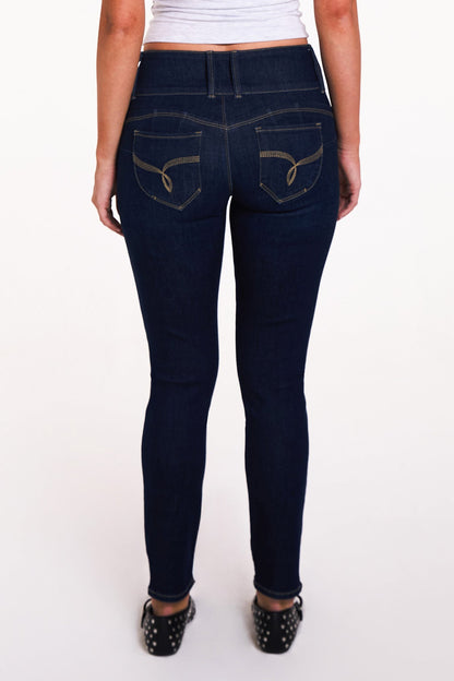 Women's Luxe Mid Rise 3-Button WannaBettaButt Skinny Jeans
