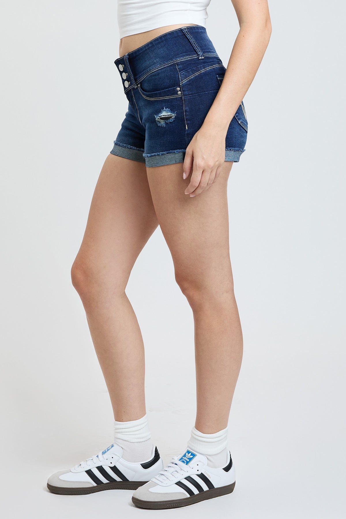 Women’s WannaBettaButt 3 Button Cuffed Denim Shorts