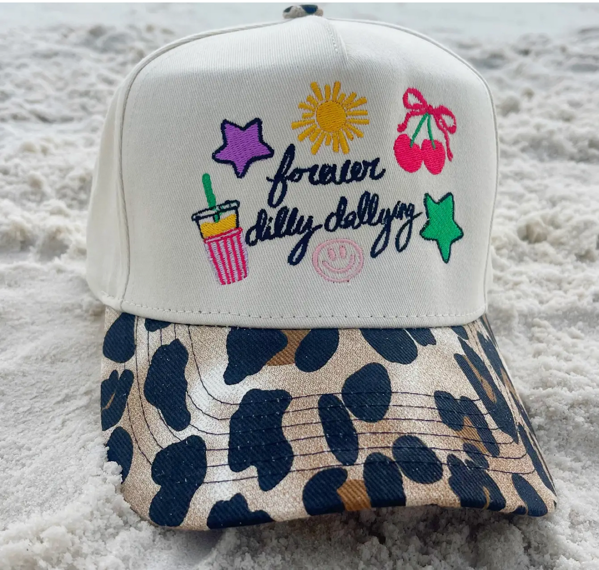 Forever Dilly Dalling Leopard Trucker Hat