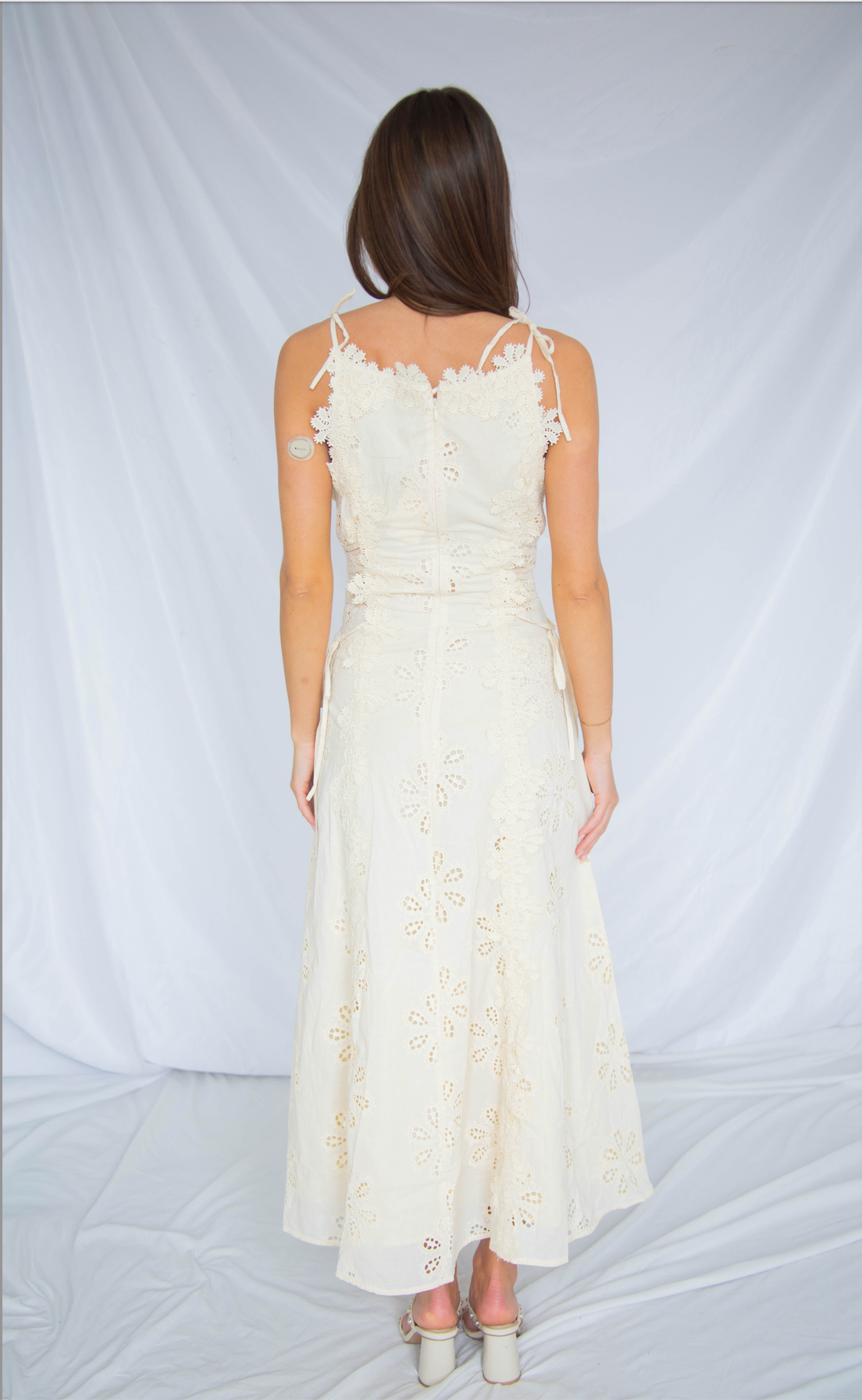 touch of grace floral appliqué midi dress