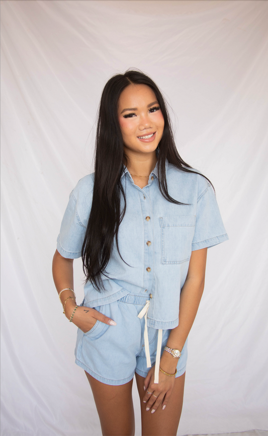 z supply: everyday denim button up - coastal water