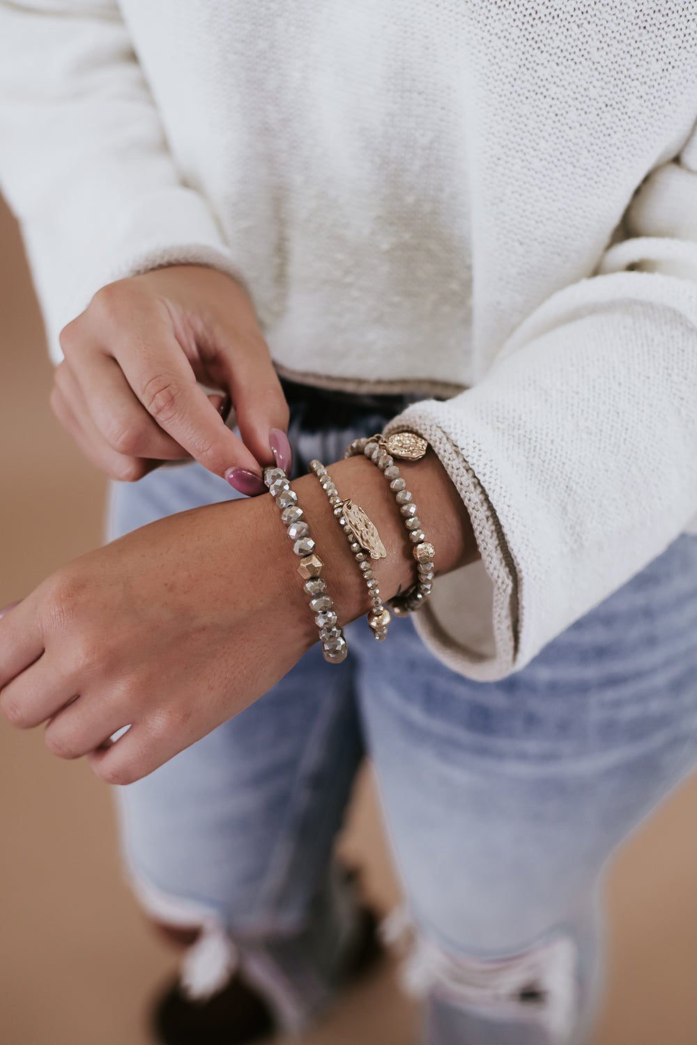 Level Up Bracelet Stack, Taupe