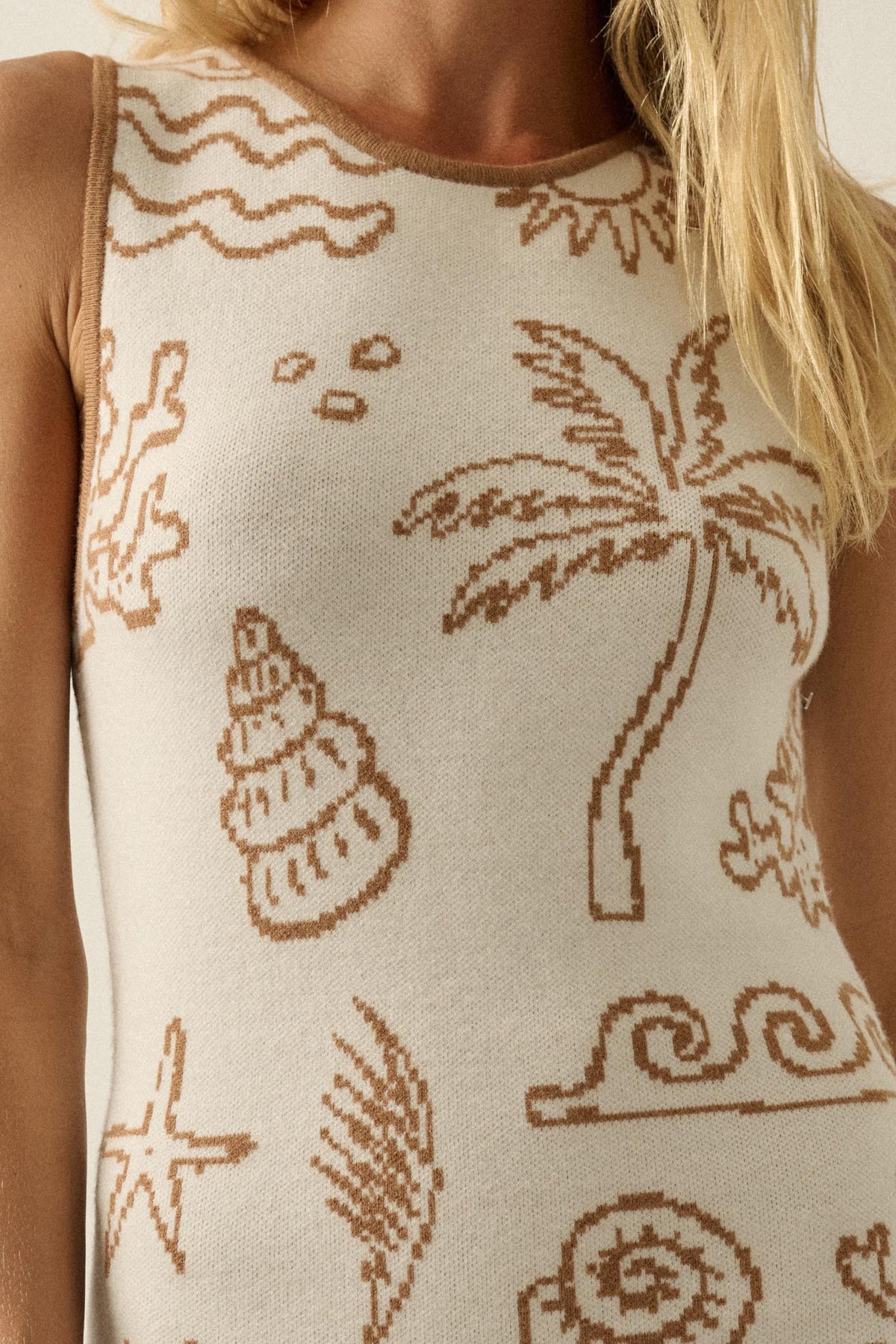 Beach Bliss Nautical Jacquard Midi Sweater Dress