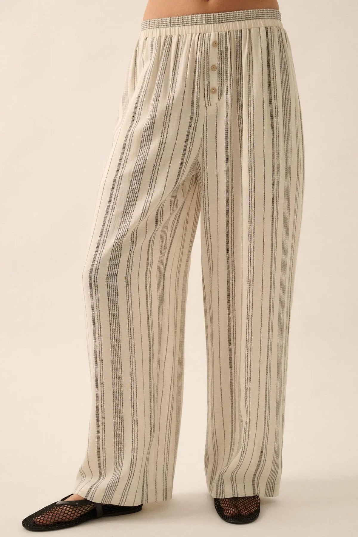 Along for the Ride Pinstripe Wide-Leg Pants