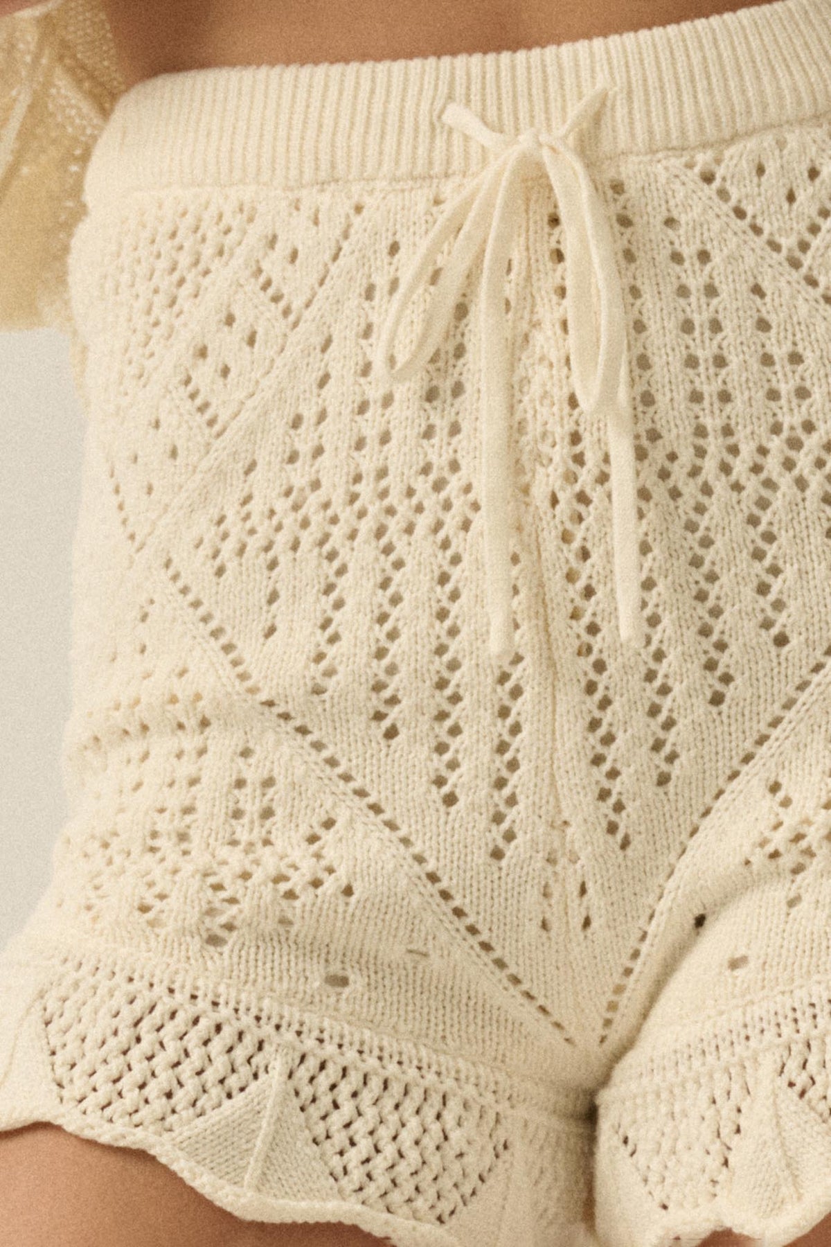 Yes Way Crochet Crochet-Knit Ruffle Shorts