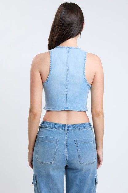 Women's Cropped Tie Front Vest