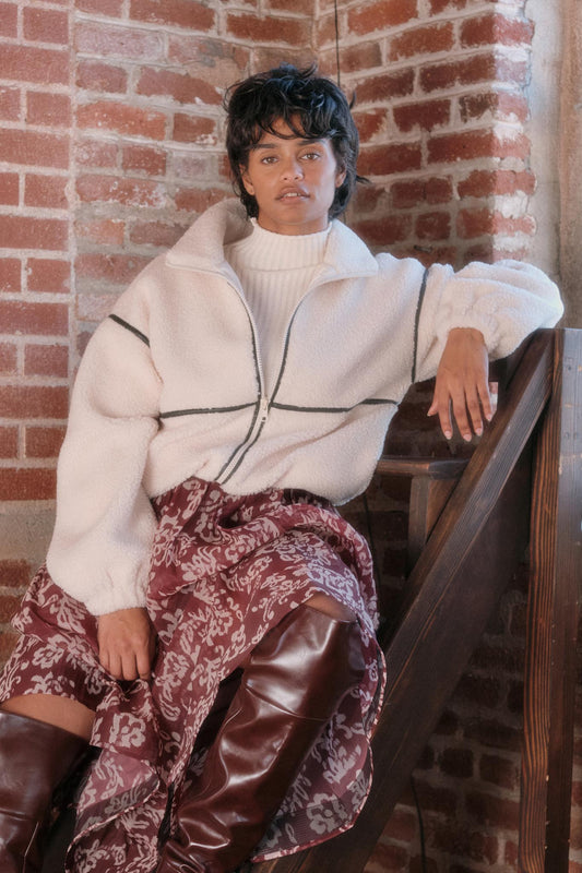Warming Up Sherpa Fleece Zip-Front Jacket