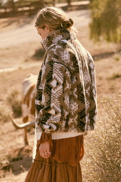 Bear Creek Geo-Print Fleece Zip-Front Jacket