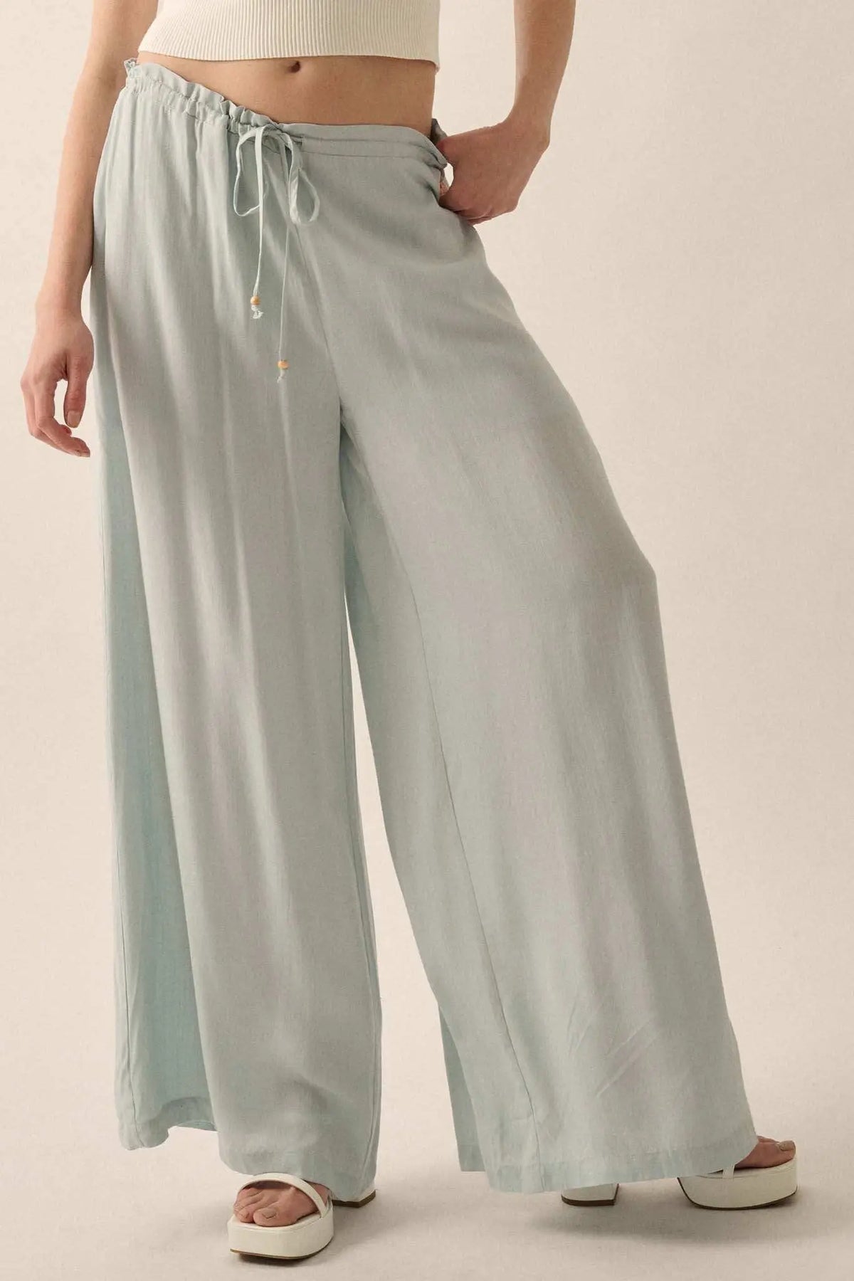 Walk on By Wide-Leg Drawstring Palazzo Pants