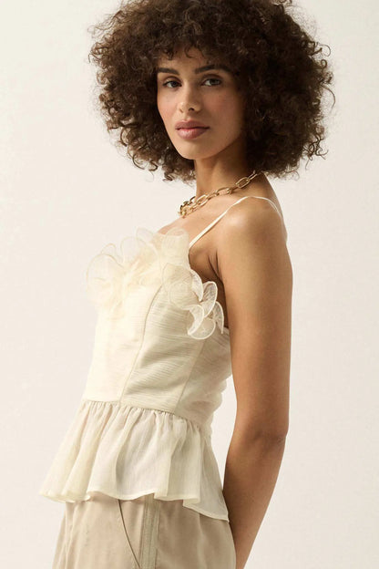 Sunrise Serenade Ruffled Chiffon Peplum Cami Top