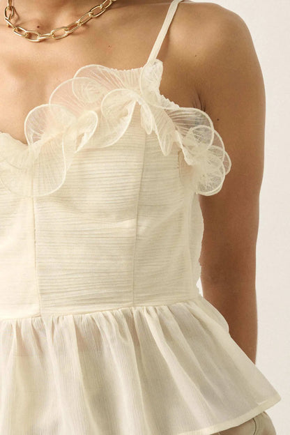 Sunrise Serenade Ruffled Chiffon Peplum Cami Top