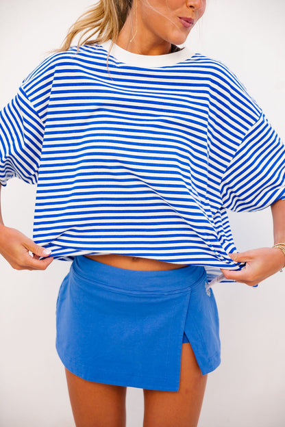 Tackle Stripe Tee - Court Stripe Electric FREE PEOPLE
