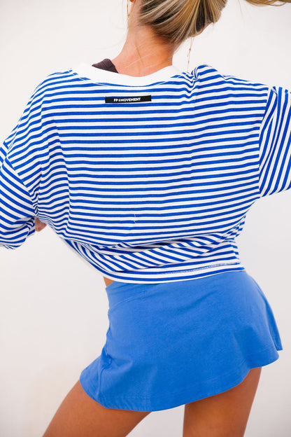 Tackle Stripe Tee - Court Stripe Electric FREE PEOPLE
