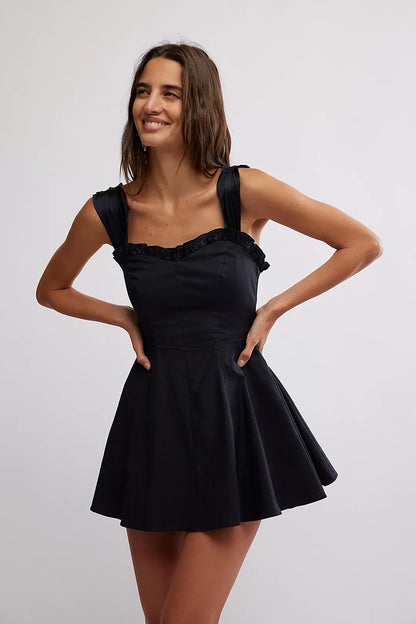 Mindy Midnight Mini Dress - Black Combo FREE PEOPLE