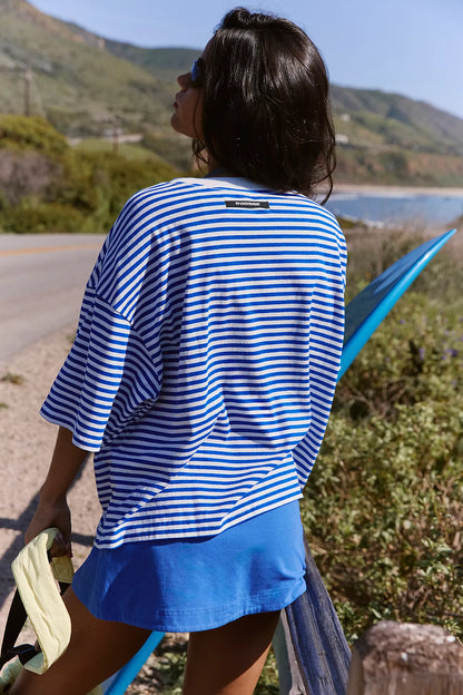 Tackle Stripe Tee - Court Stripe Electric FREE PEOPLE