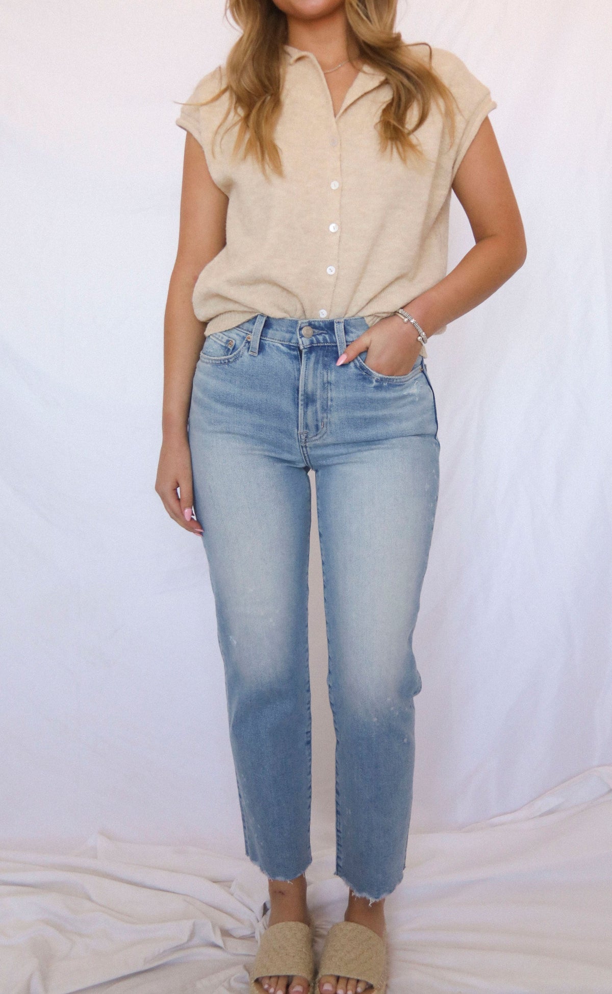 pistola: charlie high rise classic straight ankle jeans - dynamic vintage