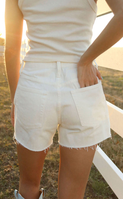 z supply: everyday hi-rise denim short - off white