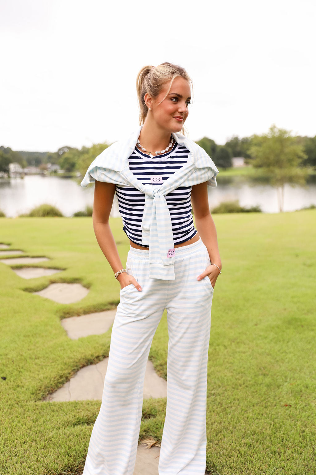 Stripe Baby Tee - Navy