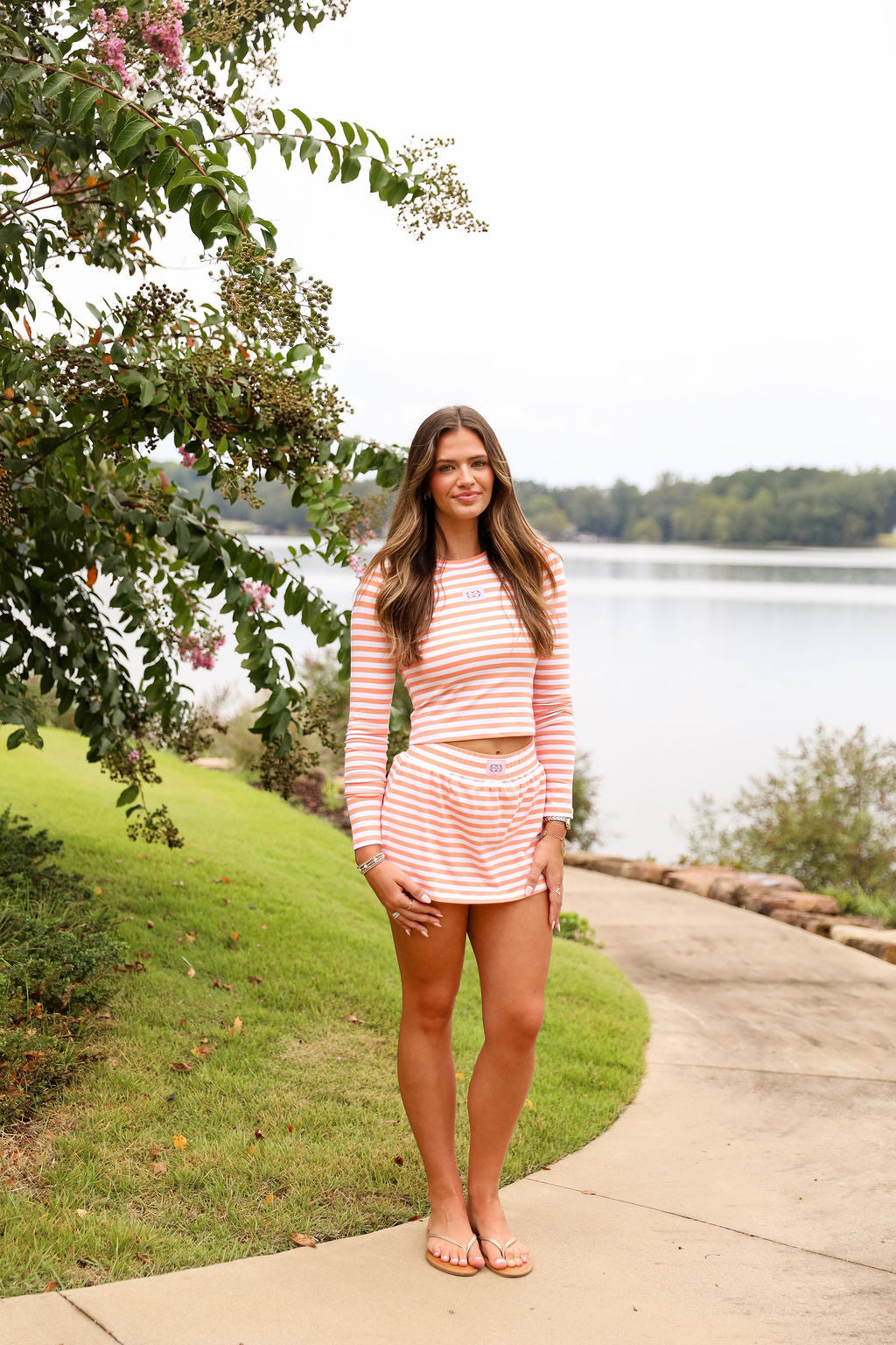 Stripe Skinny Fit Tee - Peach Fuzz