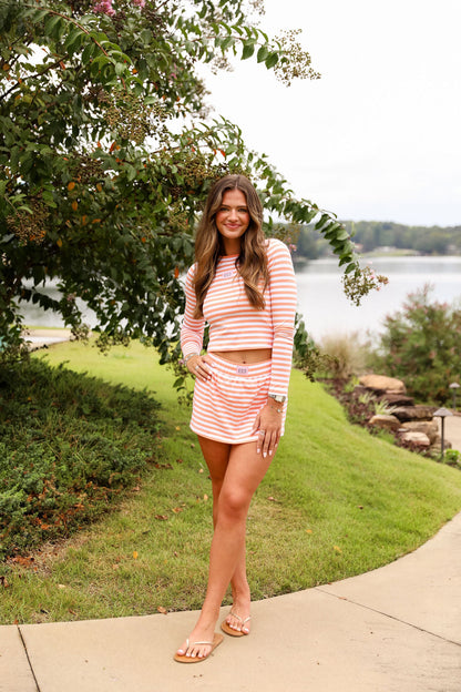 Stripe Skinny Fit Tee - Peach Fuzz