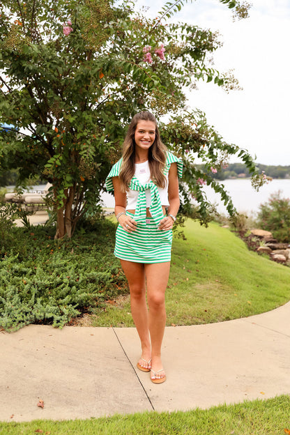Stripe Coco Mini Skirt - Kelly Green