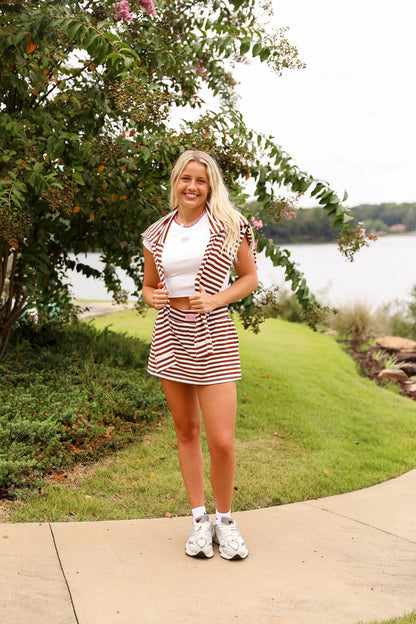 Stripe Coco Mini Skirt - Chocolate