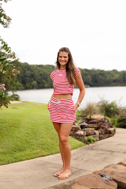 Stripe Baby Tee - Cherry Red