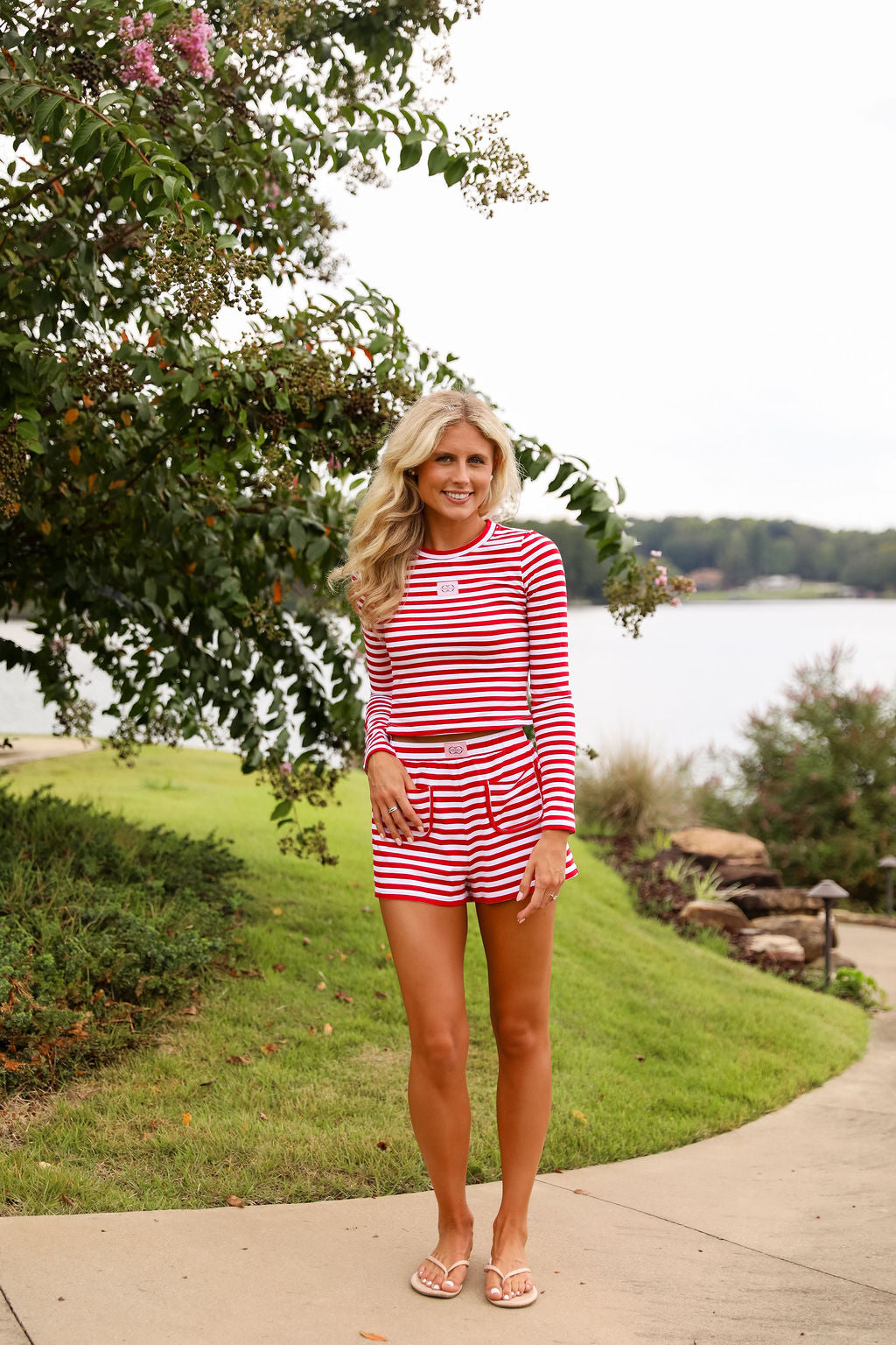 Stripe Skinny Fit Tee - Cherry Red