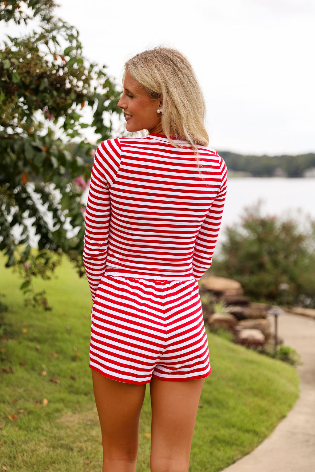 Stripe Short - Cherry Red